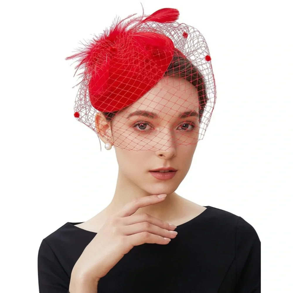 Red Fascinator Kentucky Derby Hat